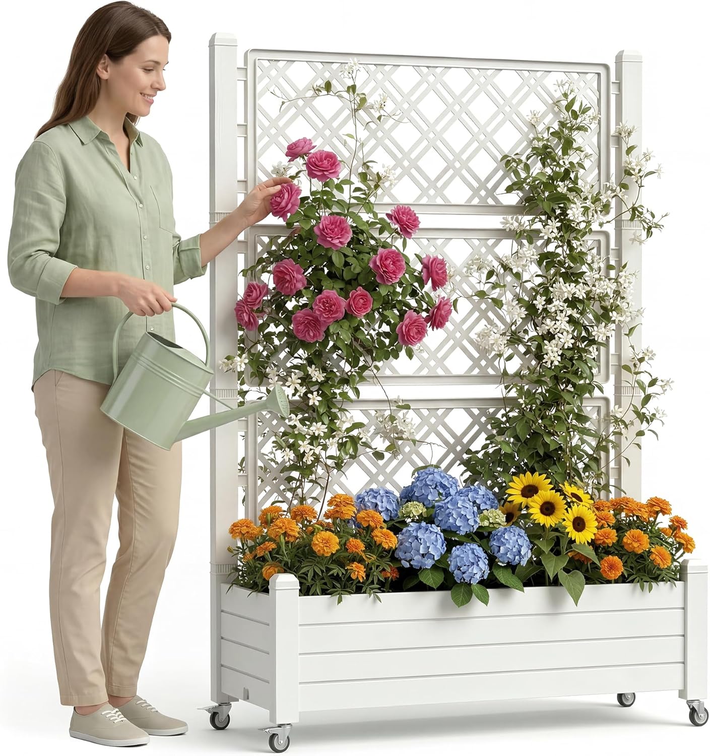 Raised Bed Planter Box - Trellis untuk Tempat Tanam Terangkat, dengan