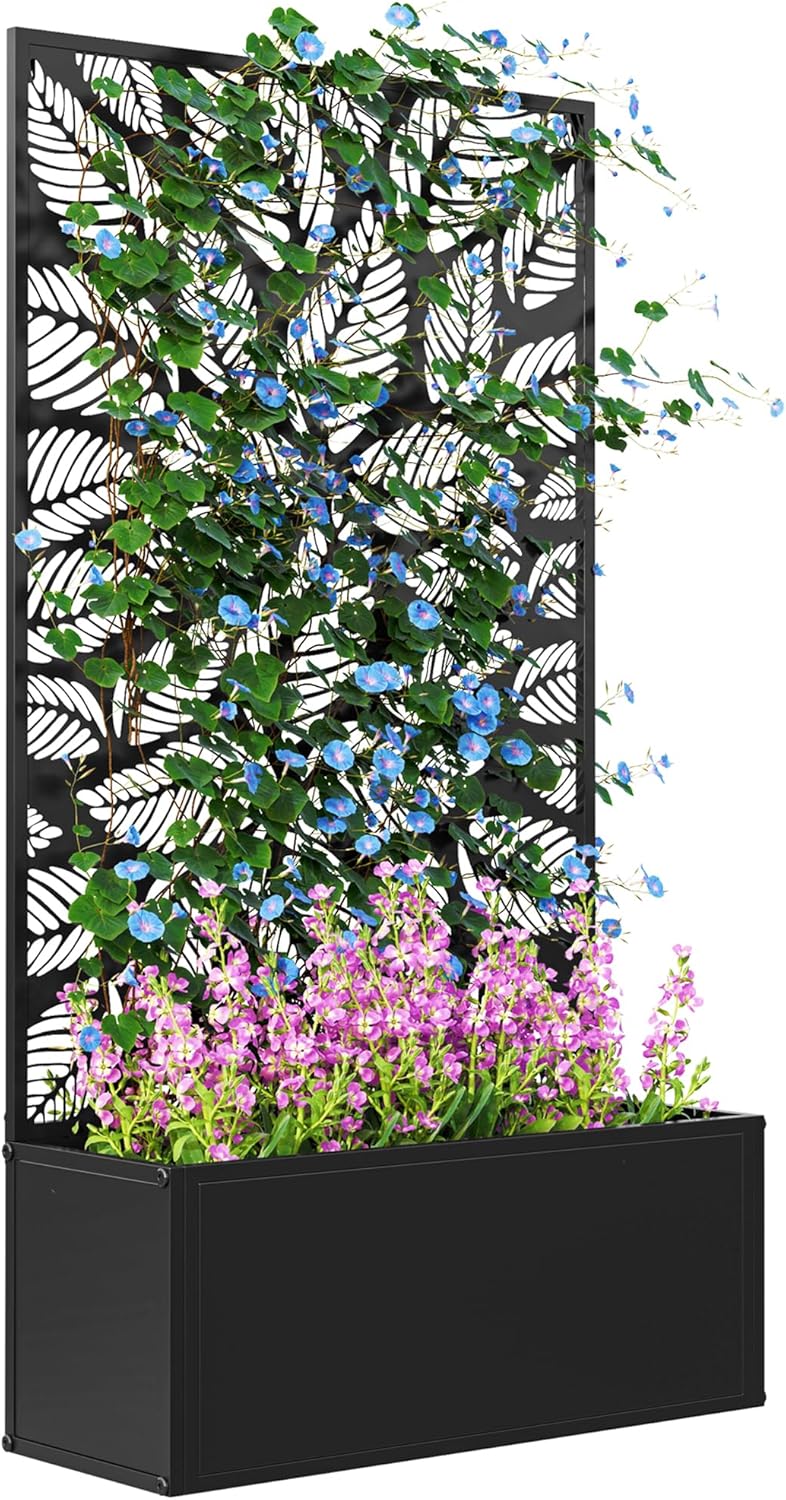 Raised Bed Planter Box - Pot Tanaman Logam dengan Teralis untuk
