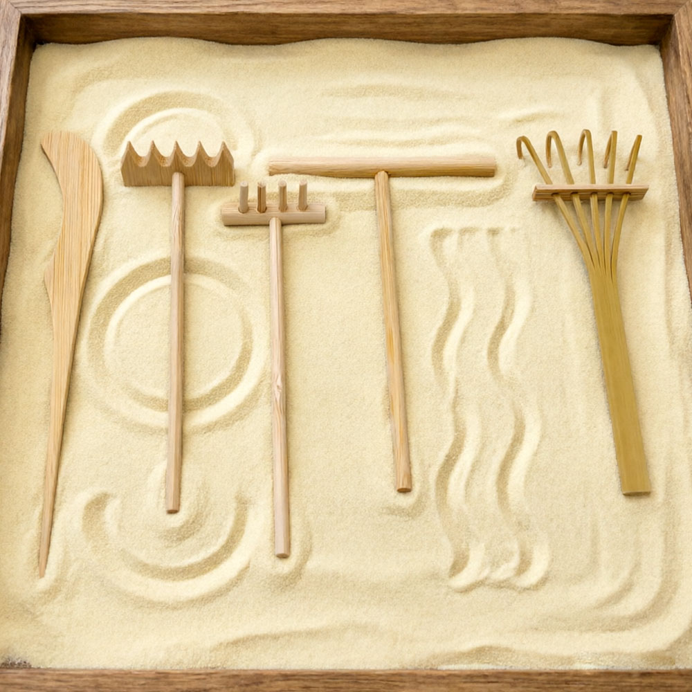 6 Pcs Alat Garu Pasir Bambu -  - Zen Gardening Tools ulasan dan harga